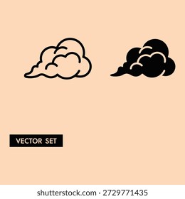 Iconos de la nube de Vector fijados en el fondo del melocotón para el Clima y los Elementos de diseño