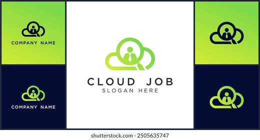 Vector of cloud job logo dan icon design template, can be used in various media easily, editable