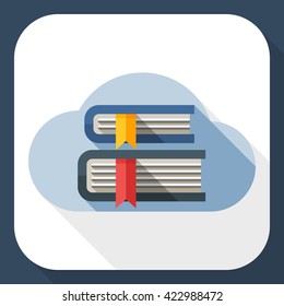 Vector Cloud Library or Online Library icon. Online Library or Cloud Library simple icon in flat style with long shadow