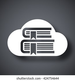 Vector Cloud Library Or Online Library Icon. Online Library Or Cloud Library Simple Icon On A Dark Gray Background