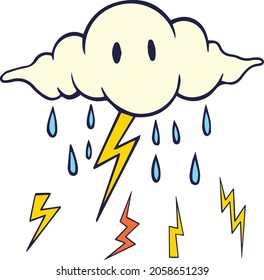 vector cloud and lightning strike