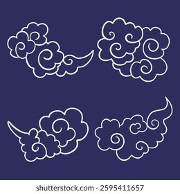 Vector cloud, line drawing, hand drawn