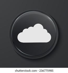 Vector cloud modern black glass circle icon. Eps10