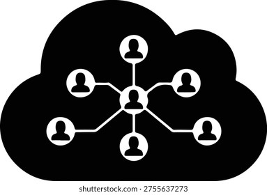 Vector cloud network showing connected people icons for social team silhouette design