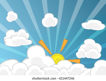 Vector cloud on blue background