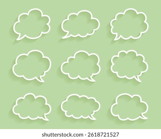 Vector Cloud Outline Bubble Message Collection. Cloud Outline Speech Bubble Set