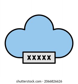 Vector Cloud Password Filled Outline Icon Design
