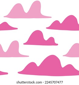 Vector cloud pattern. Vector illustration on white background in cartoon flat style. Pink colors.