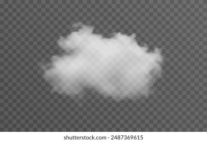 Vector cloud png. Realistic cloud, smoke or fog on an isolated transparent background.