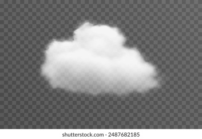 Vector cloud png. Realistic cloud, smoke or fog on an isolated transparent background.