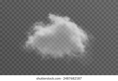 Vector cloud png. Realistic cloud, smoke or fog on an isolated transparent background.