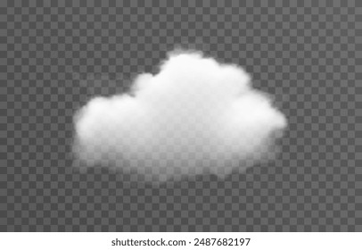 Vector cloud png. Realistic cloud, smoke or fog on an isolated transparent background.