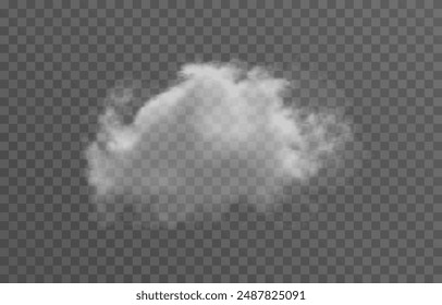 Vector cloud png. Realistic cloud, smoke or fog on an isolated transparent background.