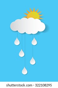 Vector cloud and rain, autumn weather illustration