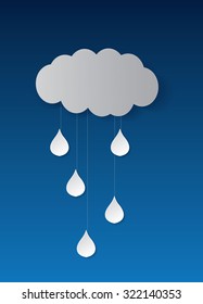Vector cloud and rain, autumn weather illustration
