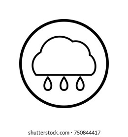 Vector of Cloud and rain icon in Circle line, iconic symbol inside a circle, on white background, for weather sign concept. Vector Iconic Design.