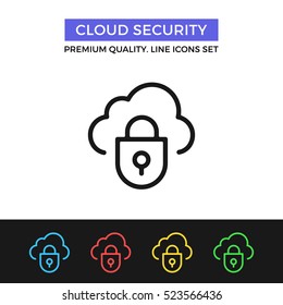 Vector cloud security icon. Secure connection. Premium quality graphic design. Modern signs, outline symbols collection, simple thin line icons set for websites, web design, mobile app, infographics