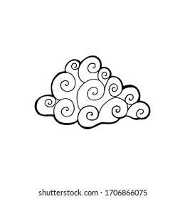 Vector cloud shapes collection. Hand draw illustration isolated on white background.