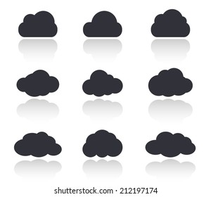 Vector cloud shapes set, cloud icons. Web and app