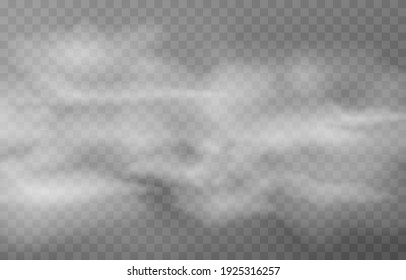 Vector cloud of smoke or fog. Fog or cloud on an isolated transparent background. Smoke, fog, cloud png.