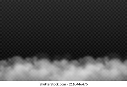 Nube vectorial de humo o niebla. Niebla o nube sobre un fondo transparente aislado. Humo, niebla, png nublado.