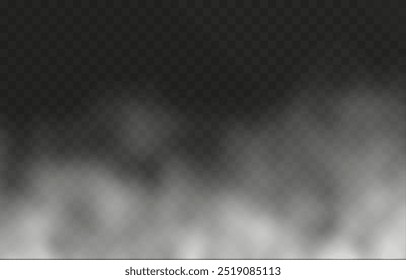 Vector cloud of smoke or fog. Fog or cloud on an isolated transparent background. Smoke, fog, cloud png.