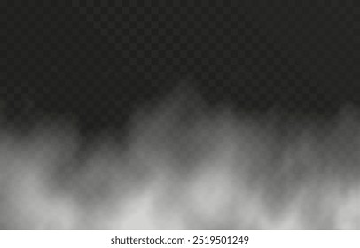 Vector cloud of smoke or fog. Fog or cloud on an isolated transparent background. Smoke, fog, cloud png.