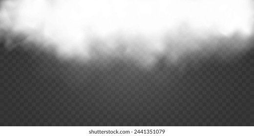 Vector cloud or smoke on isolated transparent background. Cloud, smoke, fog