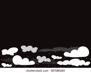  vector cloud and snow with black background  , empty center