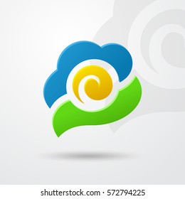 Vector Cloud and spiral Logo, Icon in a 3D Design, abstract dialog bubble 