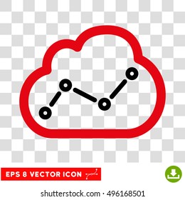 Vector Cloud Stats EPS vector pictogram. Illustration style is flat iconic bicolor black and intensive red symbol on a transparent background.