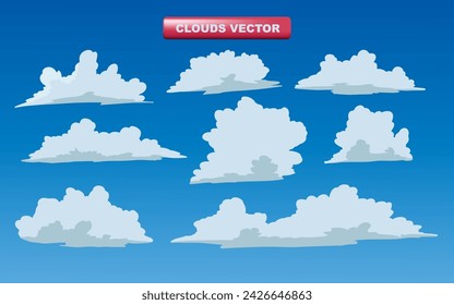 vector cloud sticker clipart vector set flat design