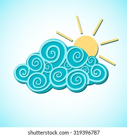 Vector cloud and sun, weather illustration