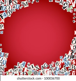 Vector cloud of symbols from newspaper and magazines