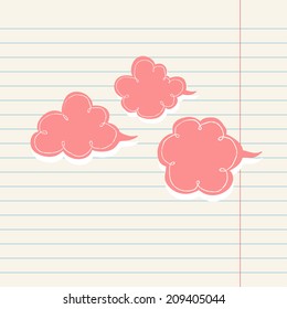 vector cloud template on lined paper