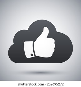 Vector cloud with thumb up icon
