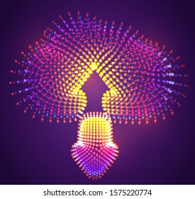 vector cloud upload symbol made of glowing colorful dots