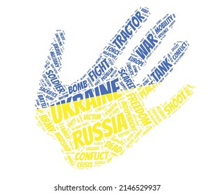 Vector cloud word ready to print: Russia and Ukrajine conflict, "special war operation"