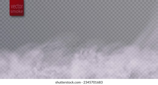 vector cloudiness, fog, smoke on a transparent background. Cloudy sky or smog over the city. Vector