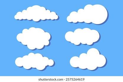 Vector clouds and blue sky. with flat colors. great for children and cartoon backgrounds