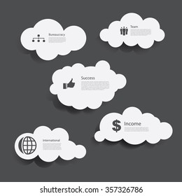 Vector clouds with business icons.