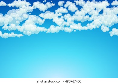 Vector clouds. Cartoon. Illustration on blue background for design art