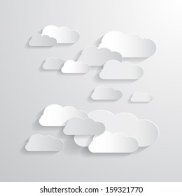 Vector Clouds Cut From Paper Background 