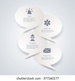 Vector clouds with public service icons.