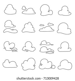 Vector clouds shapes. Monochrome illustrations for labels