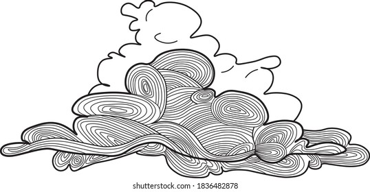 vector clouds of simple shape with thin lines