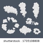Vector clouds of smoke and dust set. Explosion, blast. Cartoon flat illustration of steam and smoke isolated.