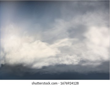 vector clouds and smoke on blue sky