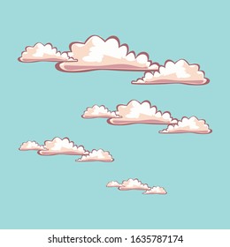 Vector of Clouds with soft color and blue sky