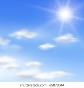 Vector clouds and sun.